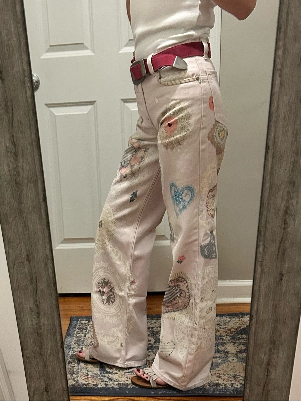 NWT We The Free Tinsley Printed Jeans in Illusions Heirloom Ivory - Picture 10 of 16